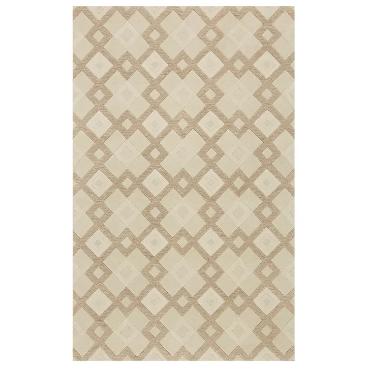 8' X 11' Ivory Wool Geometric Hand Tufted Area Rug
