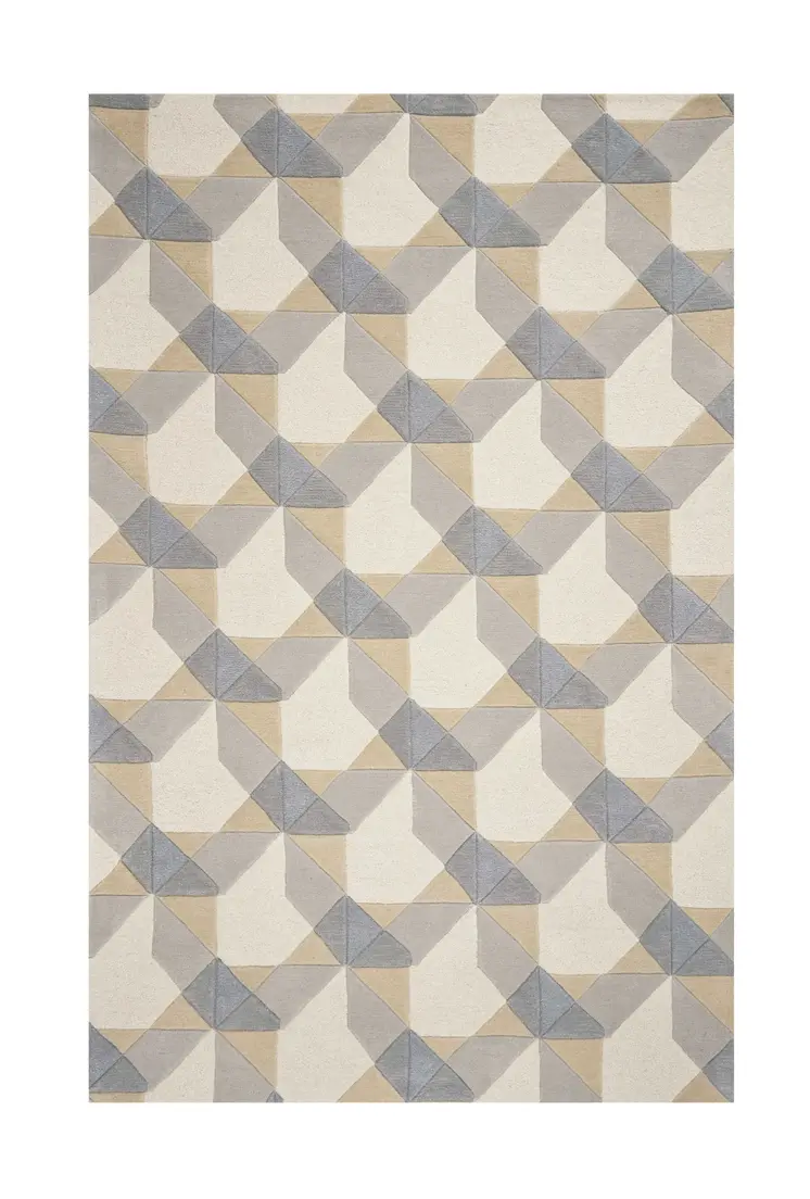 8' X 11' Gray And Ivory Wool Geometric Hand Tufted Area Rug