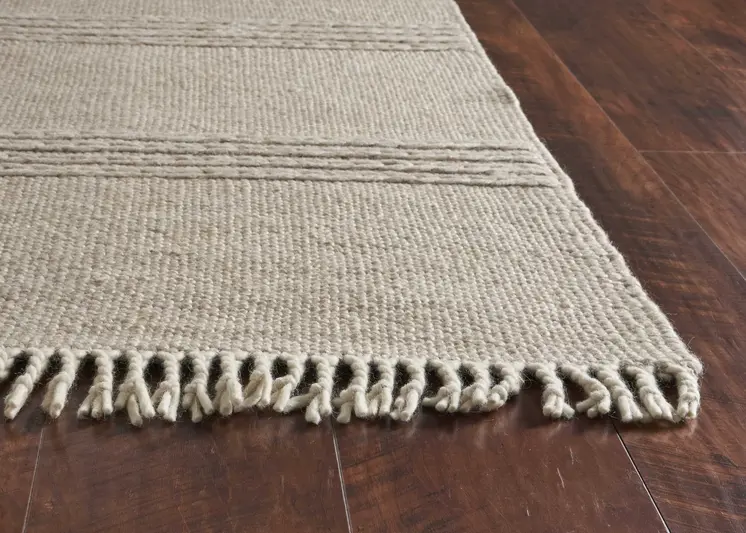 9' X 12' Natural Wool Hand Woven Area Rug
