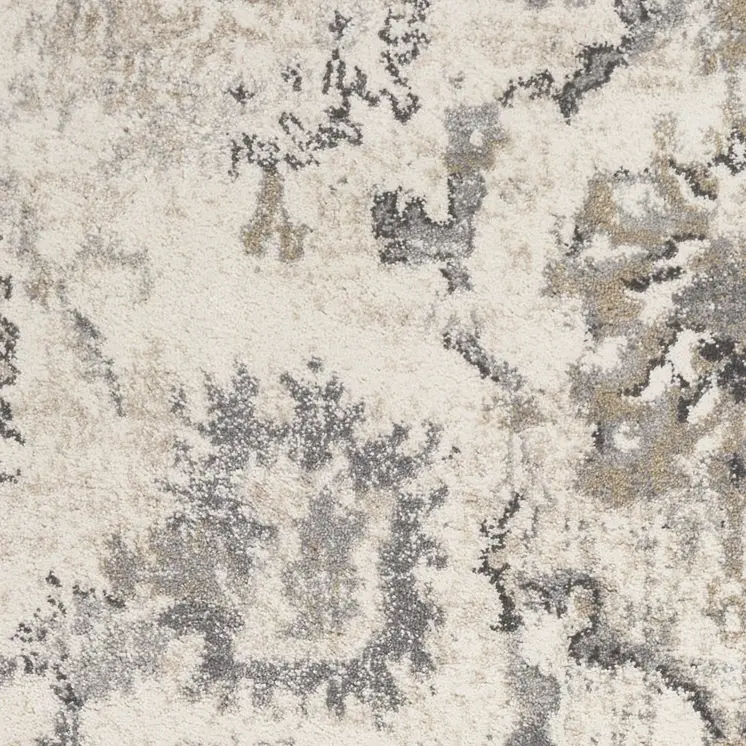 9' X 13' Ivory And Gray Floral Distressed Area Rug