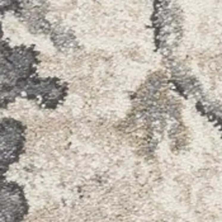 9' X 13' Ivory And Gray Floral Distressed Area Rug