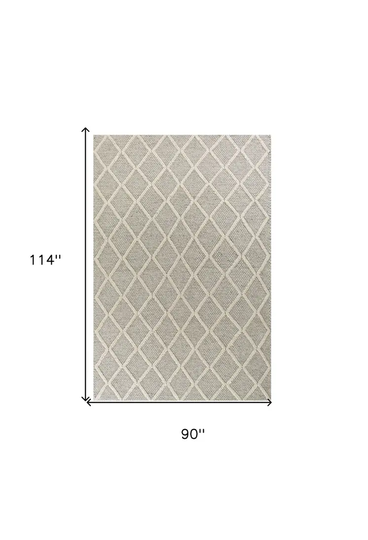 7' X 9'  Wool Grey Area Rug