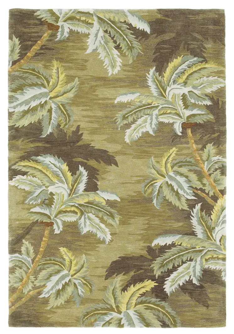 8' X 10' Moss Green Hand Tufted Palm Trees Indoor Area Rug