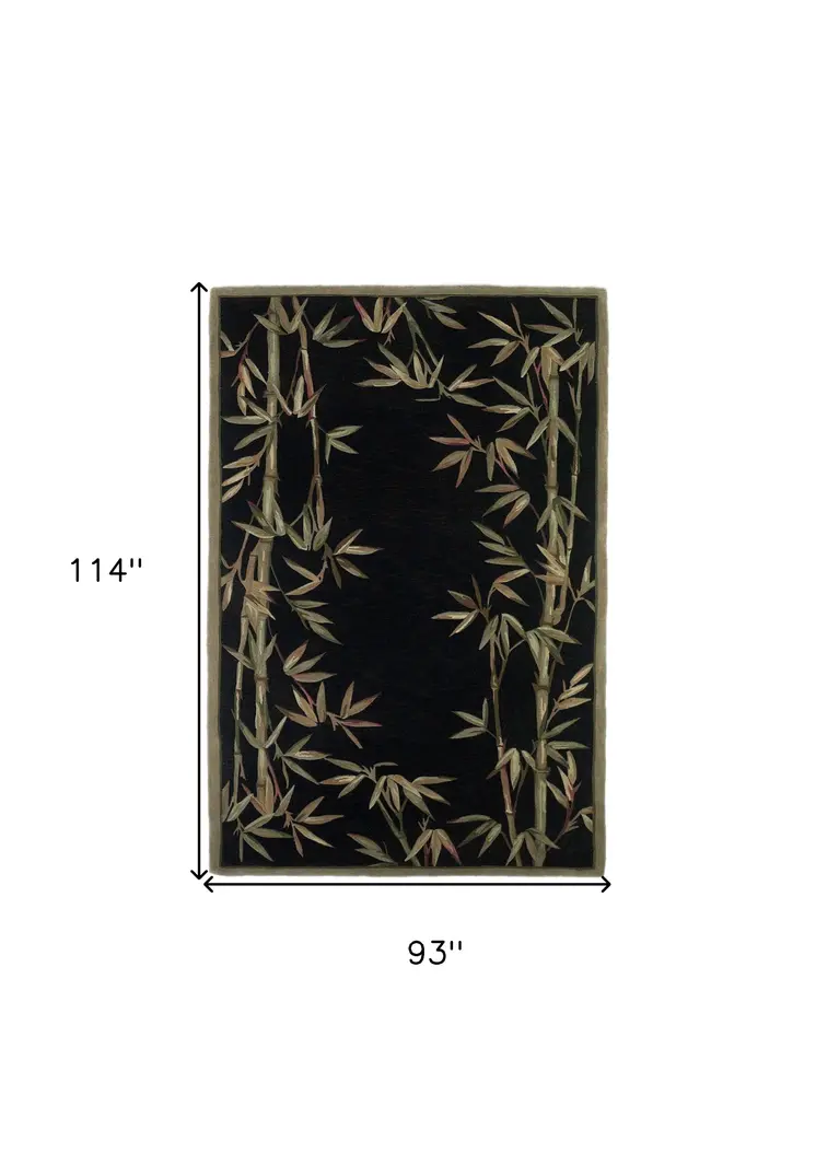 8' X 10' Black Hand Tufted Bordered Bamboo Indoor Area Rug