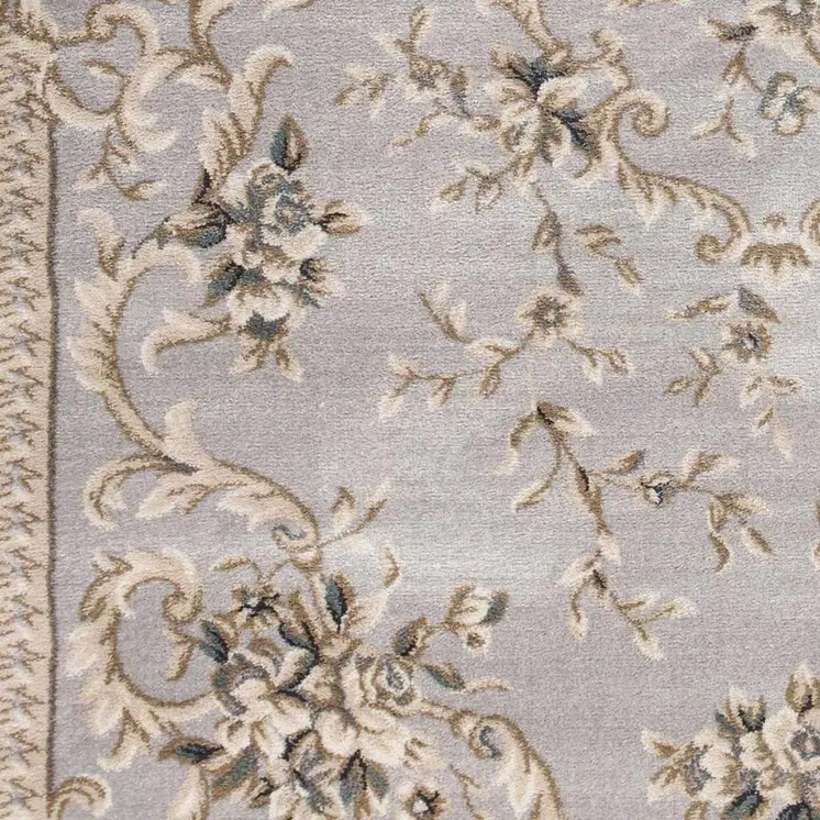9' X 12' Light Gray And Taupe Floral Area Rug