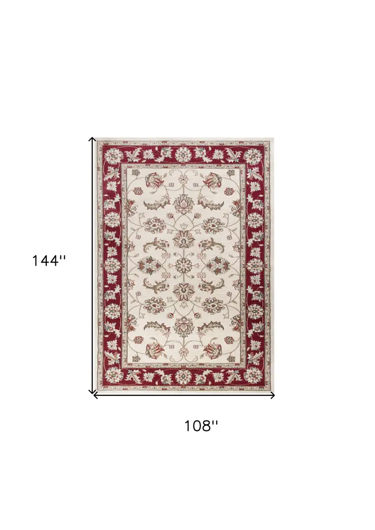 9' X 12'  Polypropylene Ivory Or Red Area Rug