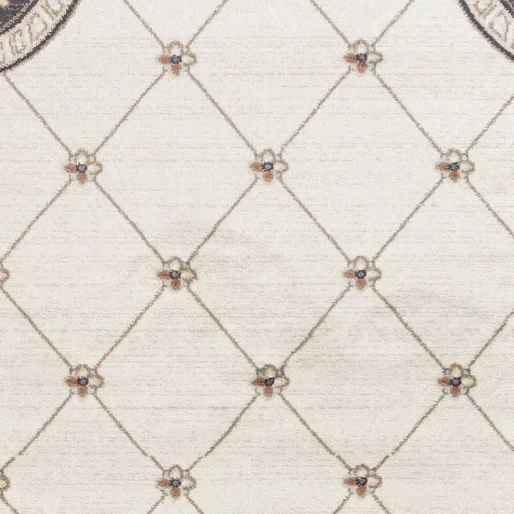 9' X 12' Ivory And Gray Floral Area Rug