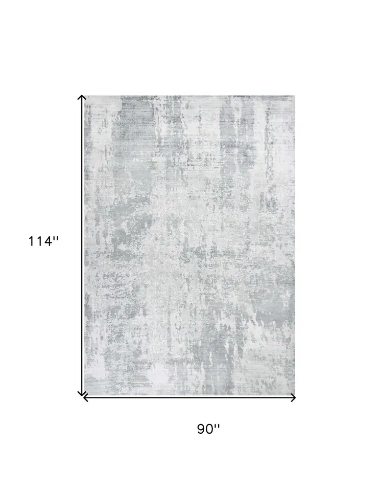 8' X 10' Gray And Light Gray Abstract Hand Loomed Area Rug