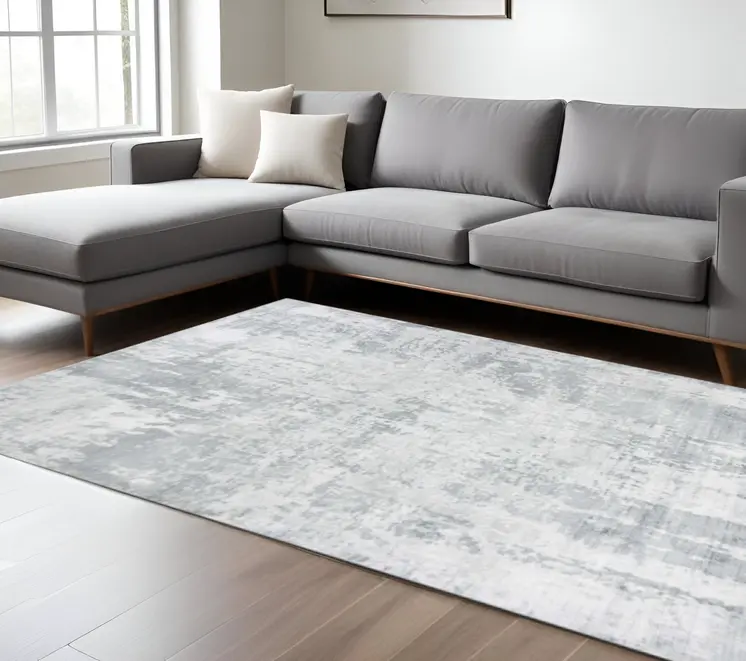 8' X 10' Gray And Light Gray Abstract Hand Loomed Area Rug