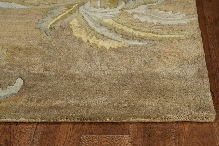 8' X 11'  Wool  Moss Green Palm Trees Area Rug