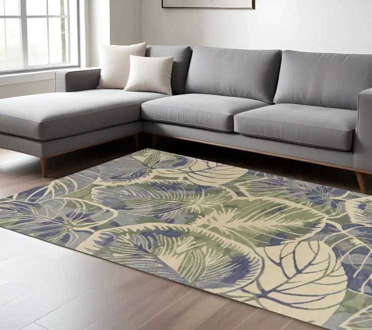 9' X 12' Blue Wool Handmade Area Rug
