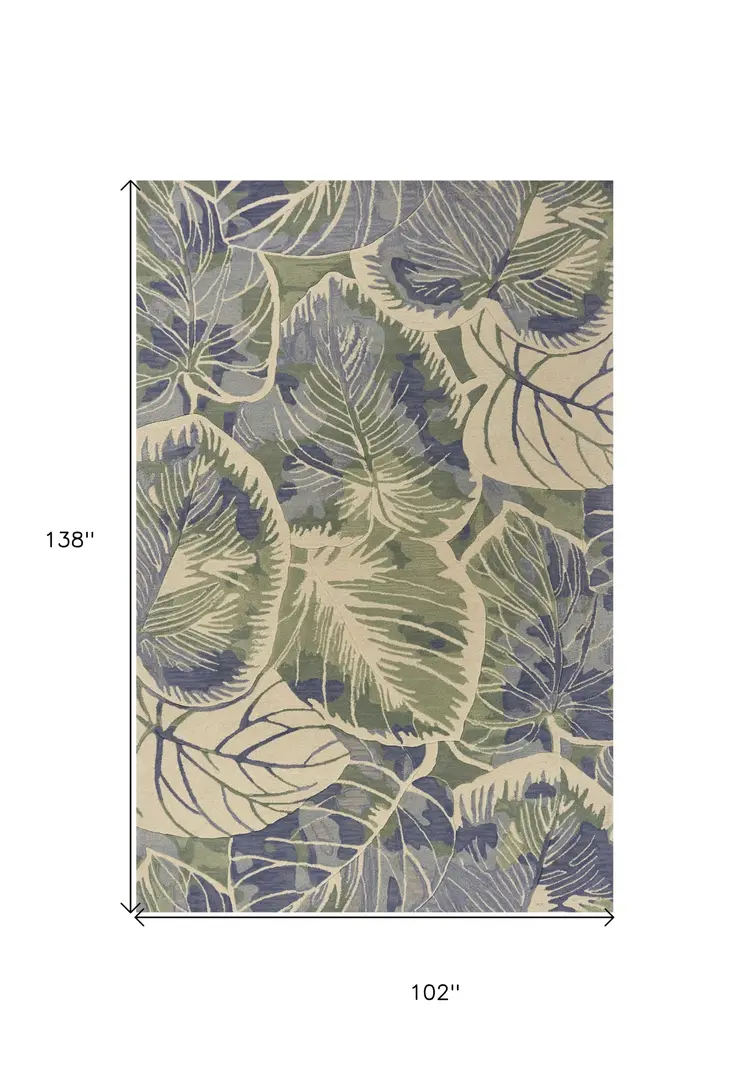 9' X 12' Blue Wool Handmade Area Rug