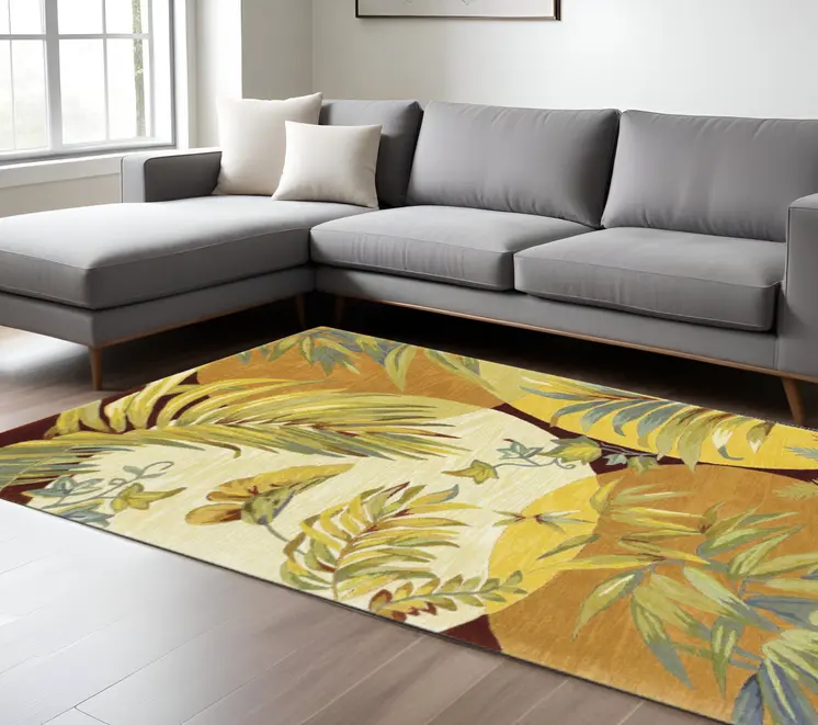 8' X 11' Wool Beige With Greenery Area Rug