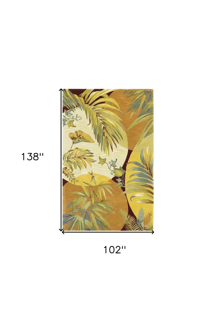 8' X 11' Wool Beige With Greenery Area Rug
