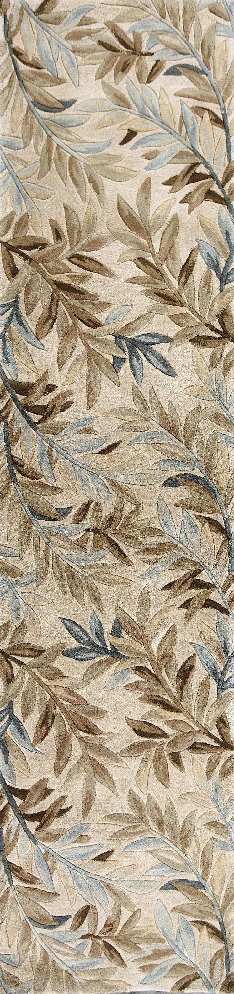 9' X 12' Ivory Hand Tufted Pinnate Fronds Indoor Area Rug