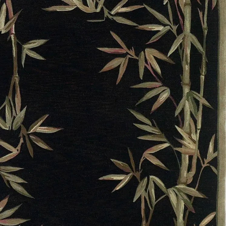 8' X 11'  Wool Black And Bamboo Area Rug
