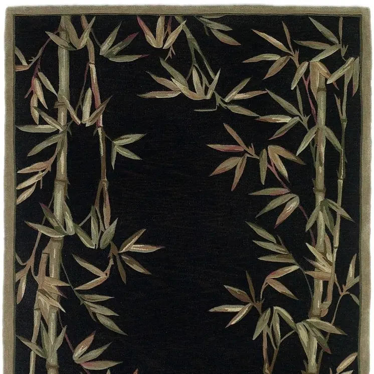 8' X 11'  Wool Black And Bamboo Area Rug