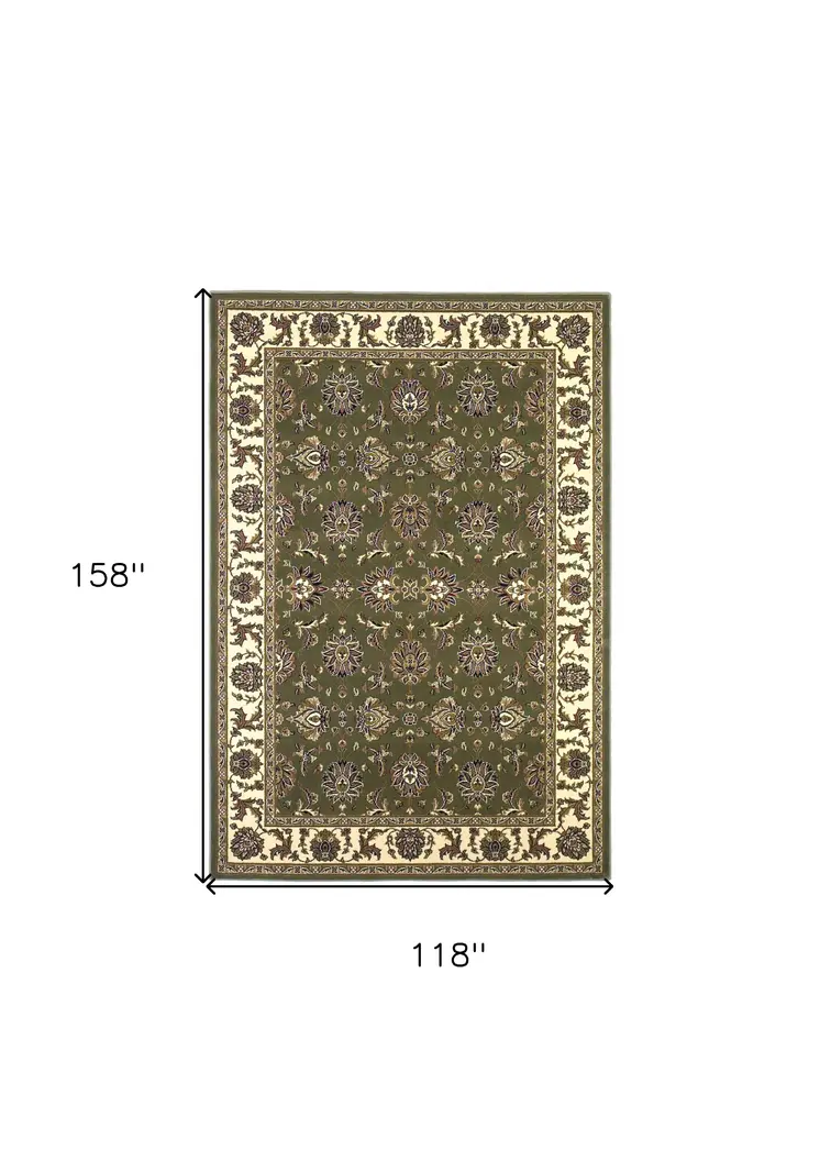 9' X 13'  Polypropylene Green Or  Ivory  Area Rug