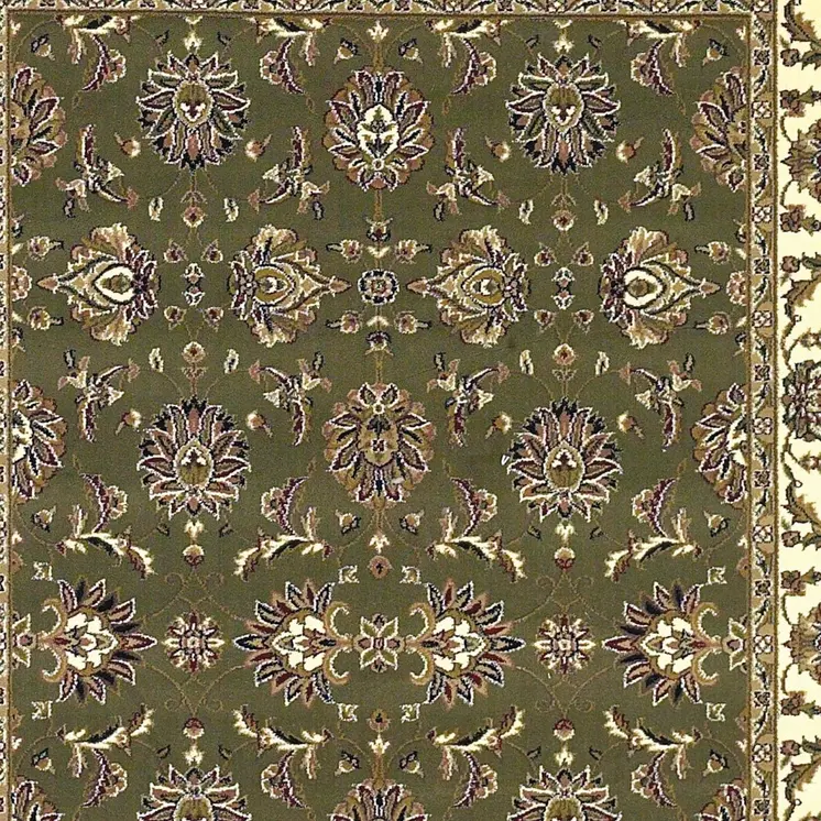 9' X 13'  Polypropylene Green Or  Ivory  Area Rug