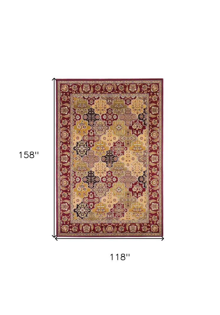10' X 13' Red Beige And Black Quatrefoil Area Rug