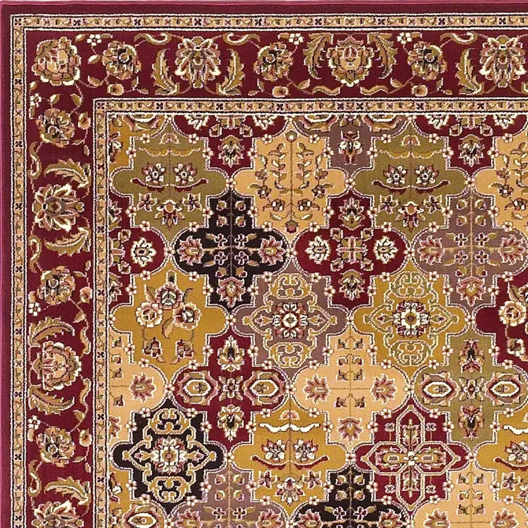 10' X 13' Red Beige And Black Quatrefoil Area Rug
