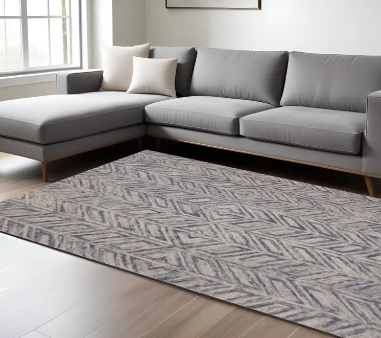 9' X 12' Blue Wool Hand Tufted Area Rug