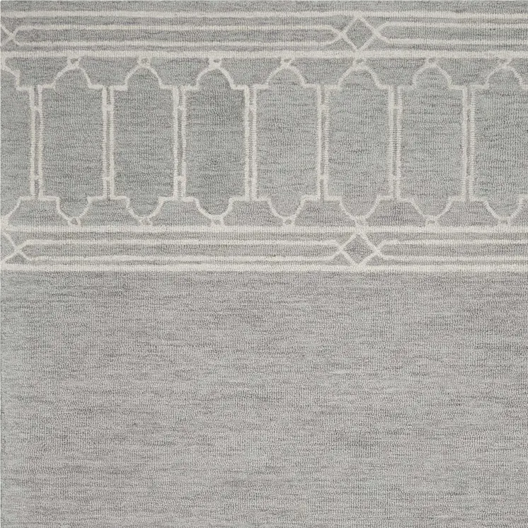 9' X 12' Gray And Light Gray Wool Geometric Hand Tufted Area Rug