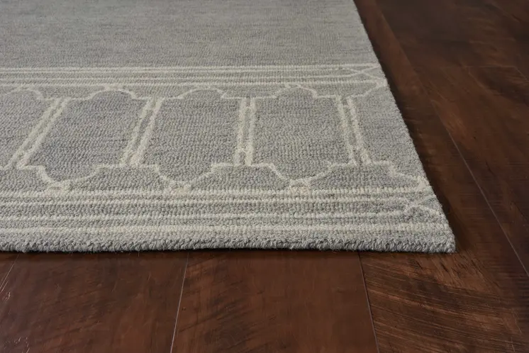 9' X 12' Gray And Light Gray Wool Geometric Hand Tufted Area Rug
