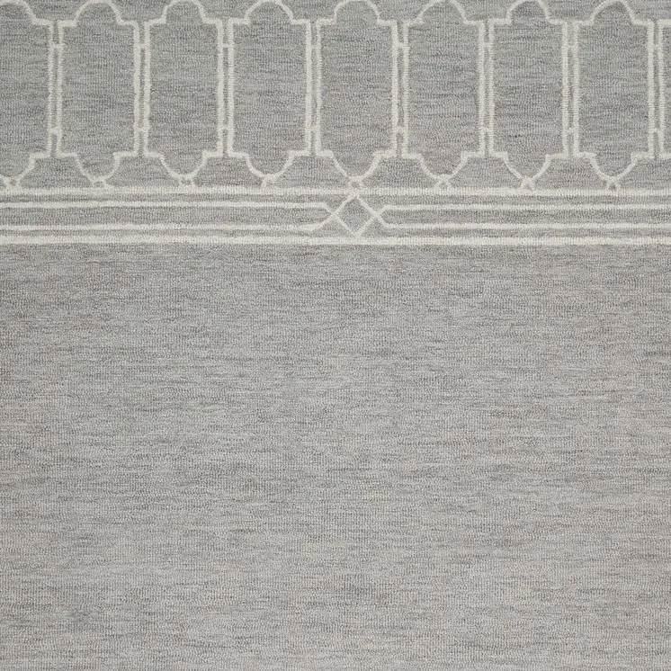 9' X 12' Gray And Light Gray Wool Geometric Hand Tufted Area Rug