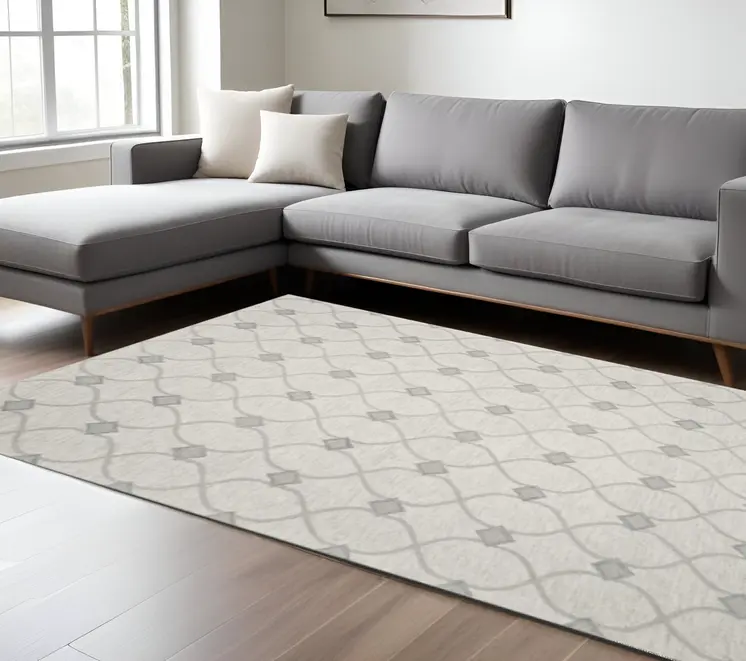 9' X 12' Ivory Wool Hand Tufted Area Rug