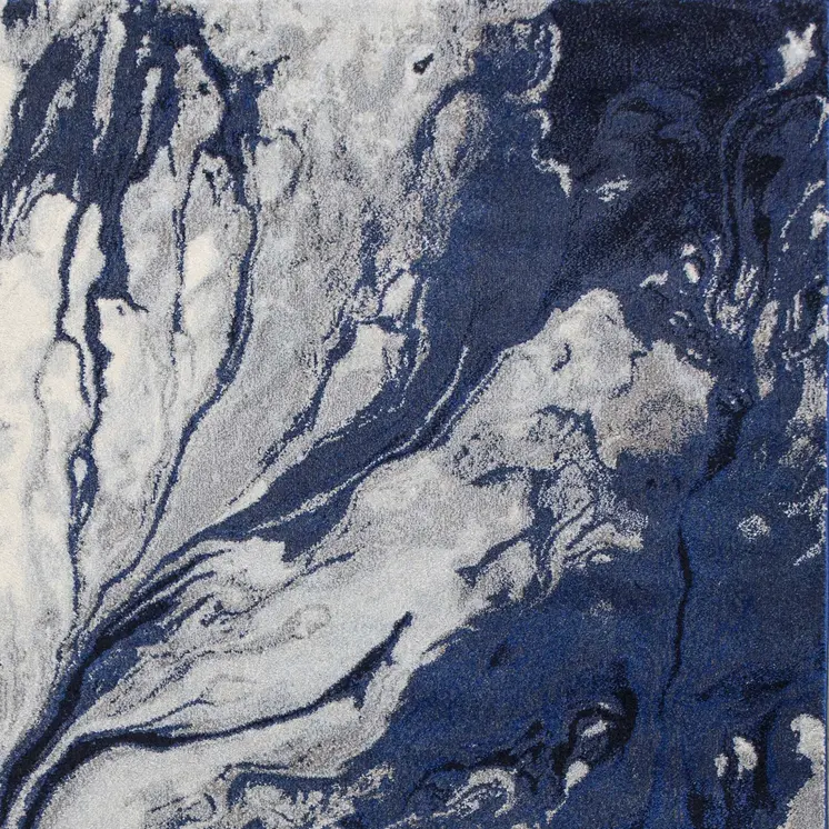 9' X 13' Blue Gray And Ivory Abstract Area Rug