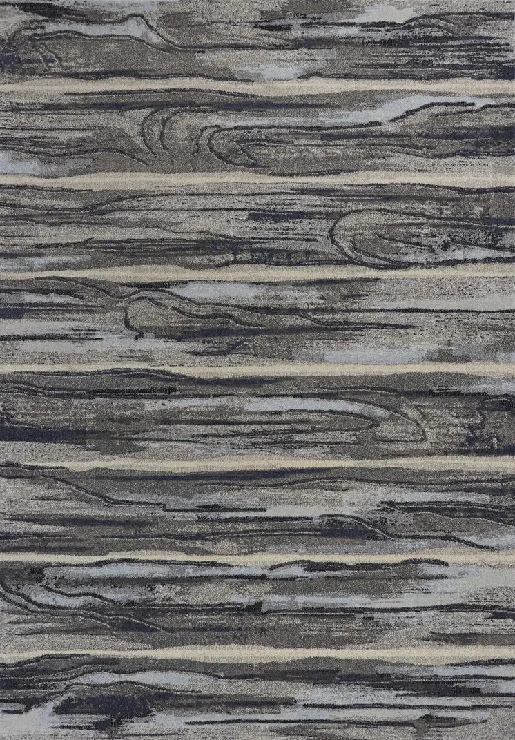 10' X 13' Gray Blue And Black Abstract Area Rug