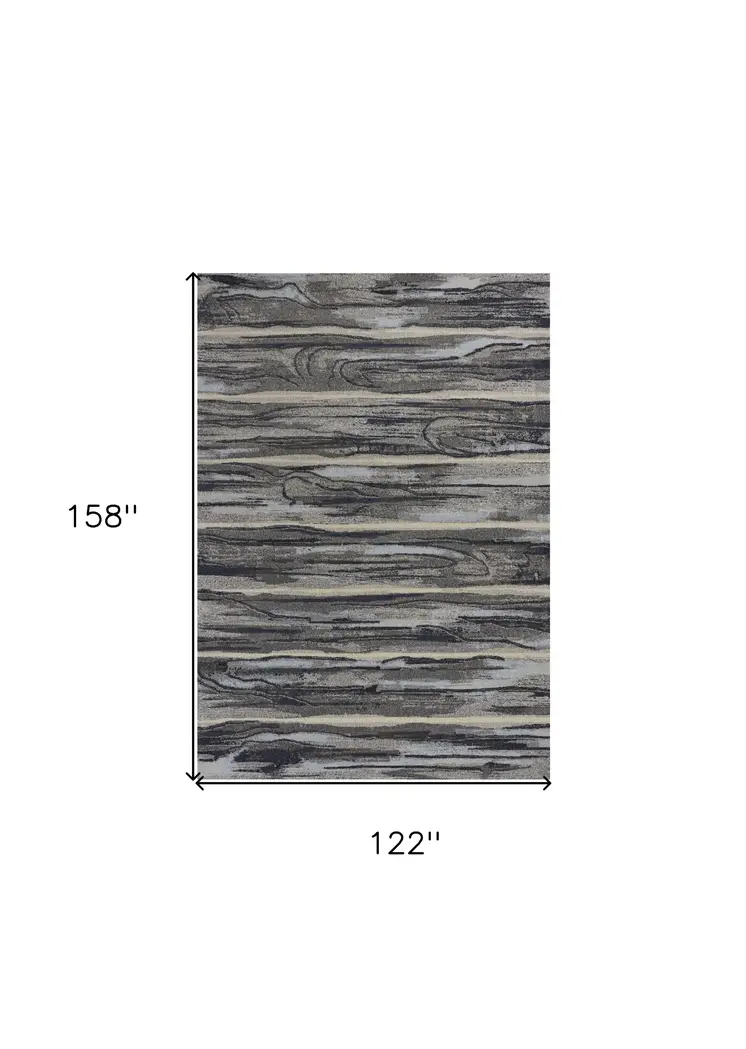 10' X 13' Gray Blue And Black Abstract Area Rug