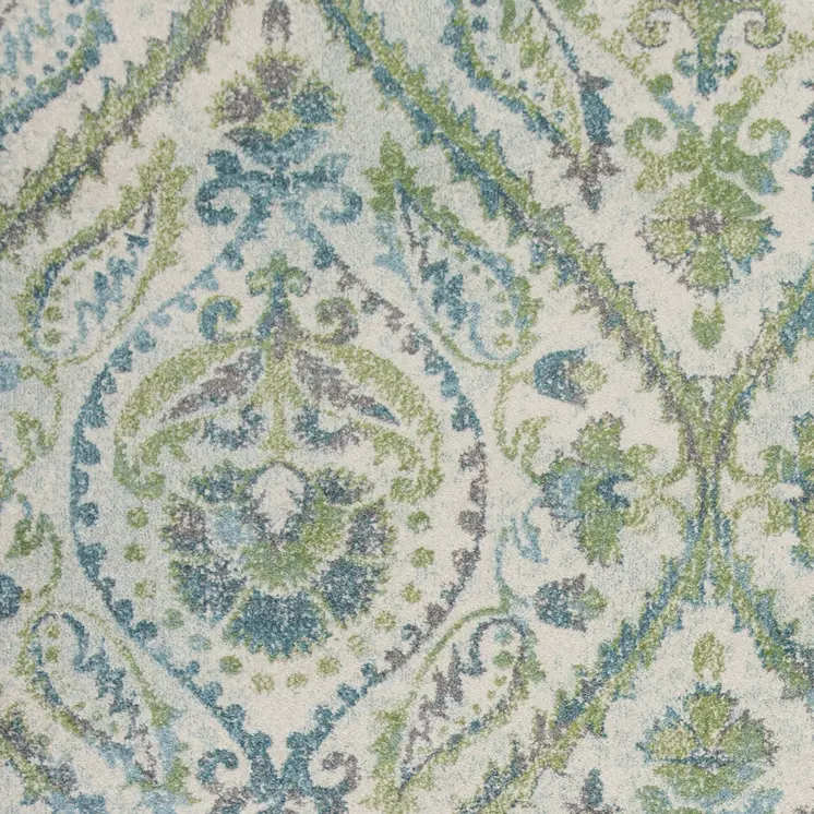 9' X 13'  Polypropylene Ivory Or Teal Area Rug