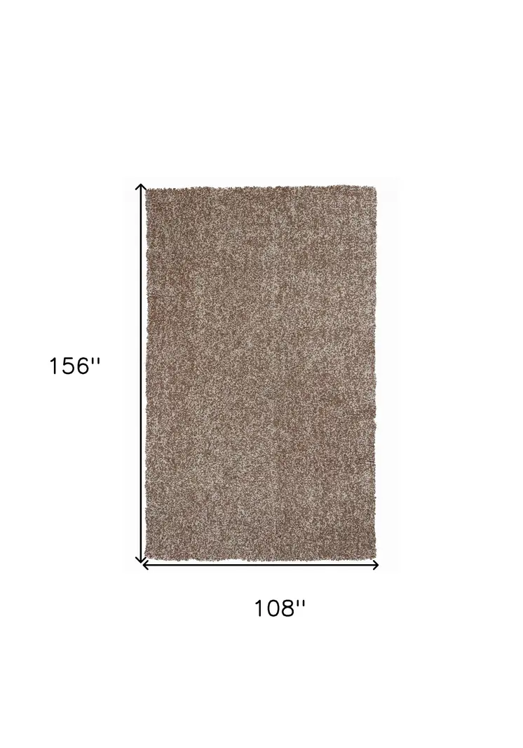 9' X 13' Beige Abstract Shag Hand Woven Area Rug