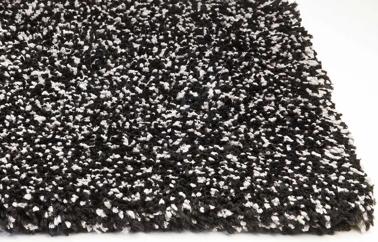 9' X 13' Black Abstract Shag Hand Woven Area Rug