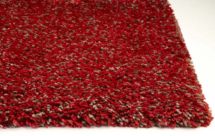 9' X 13' Red Shag Hand Woven Area Rug