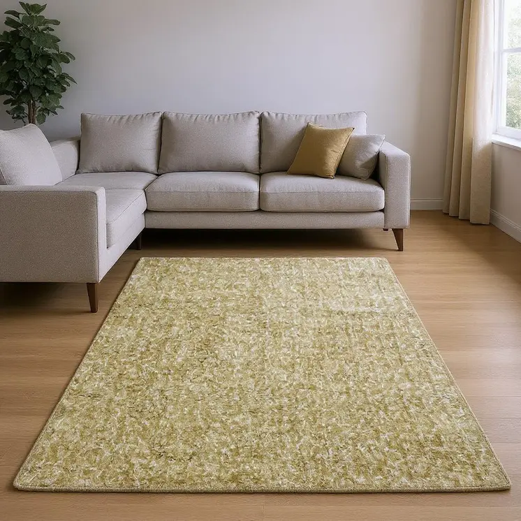 9' X 13' Yellow Shag Hand Woven Area Rug