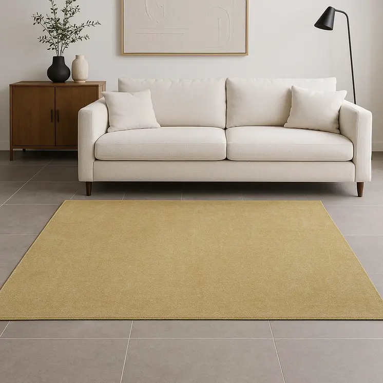 9' X 13' Yellow Shag Hand Woven Area Rug