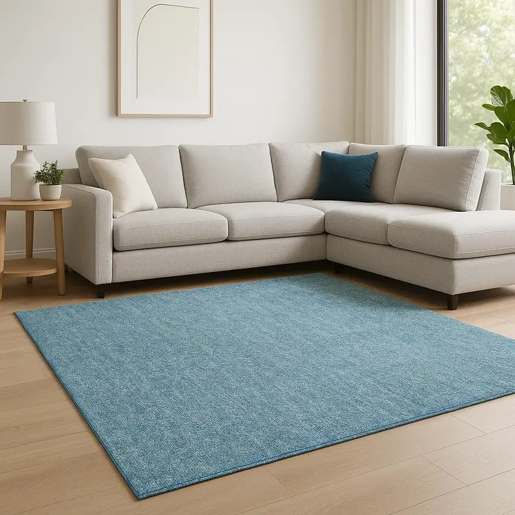 9' X 13' Blue And Beige Abstract Shag Hand Woven Area Rug