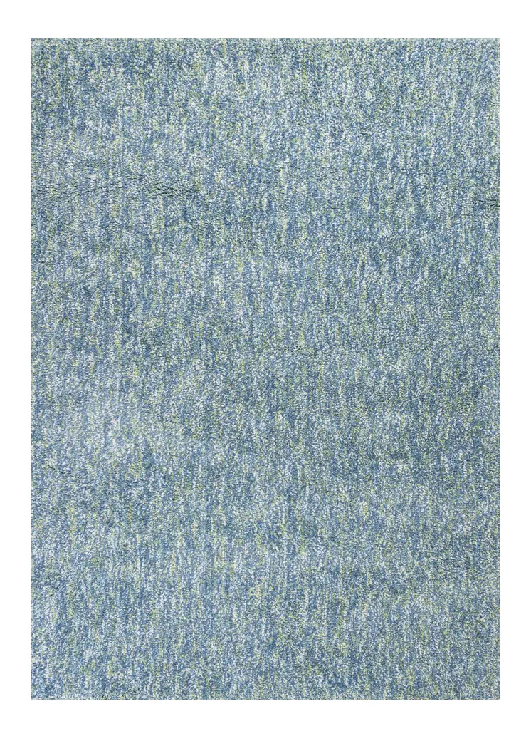 9' X 13' Blue And Beige Abstract Shag Hand Woven Area Rug