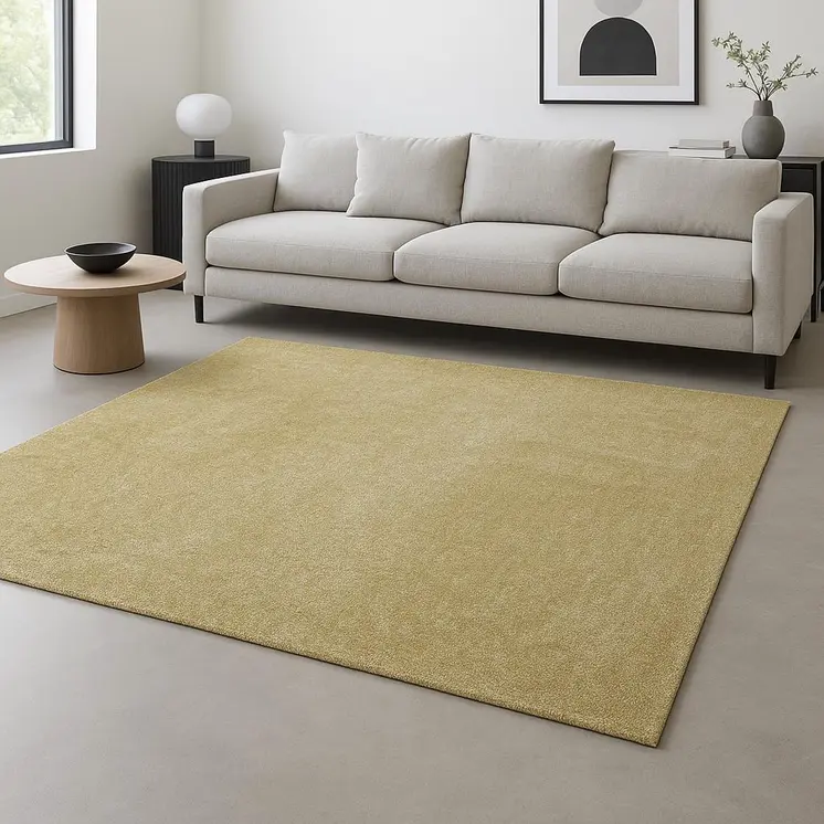9' X 13' Canary Yellow Shag Hand Woven Area Rug