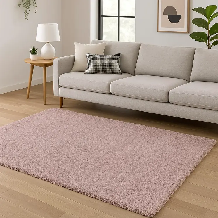 9' X 13' Pink Shag Hand Woven Area Rug