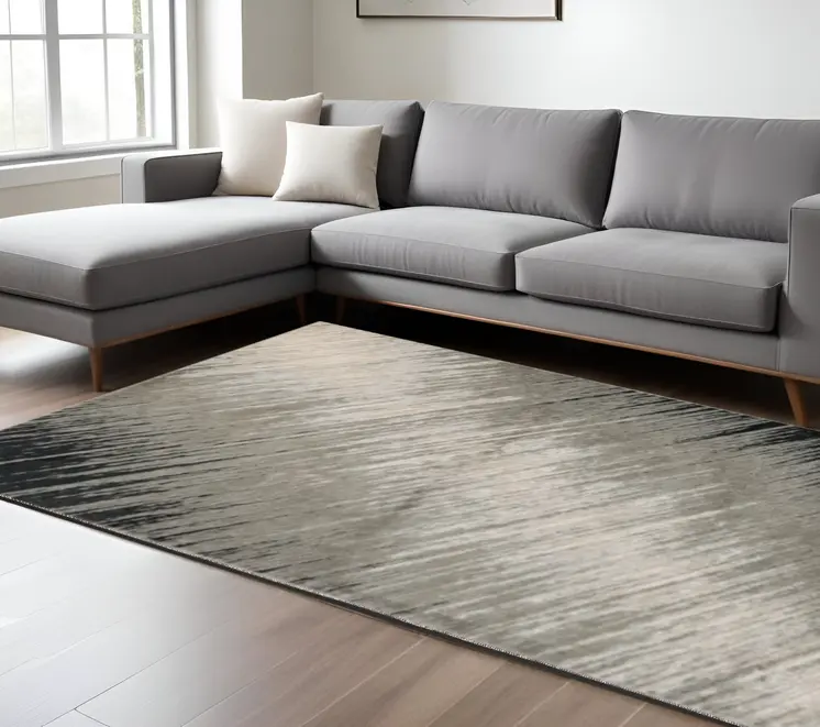 9' X 13'  Polyester Silver Grey Area Rug