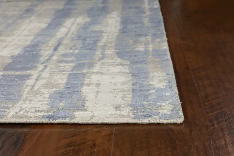 8' X 11' Blue and Gray Abstract Hand Loomed Area Rug