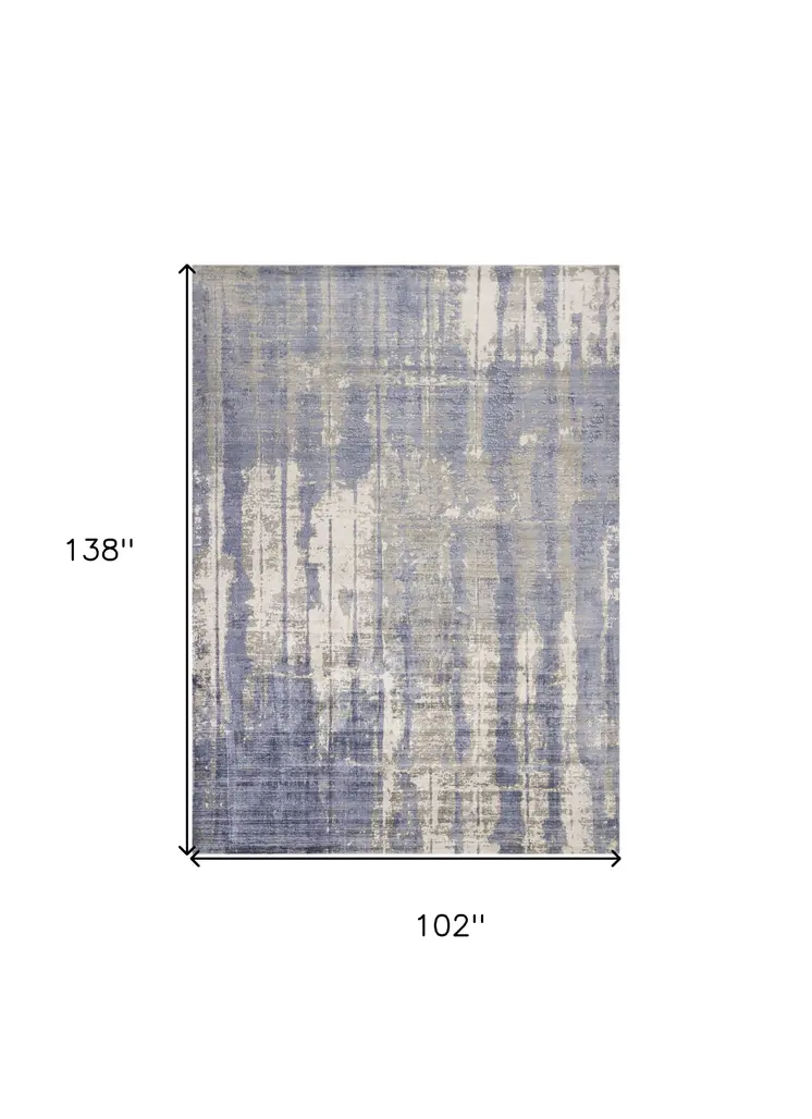 8' X 11' Blue and Gray Abstract Hand Loomed Area Rug