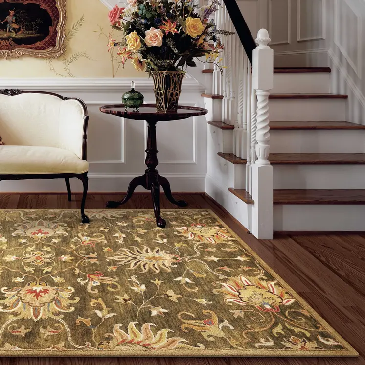 9' X 13' Wool Emerald Green Area Rug