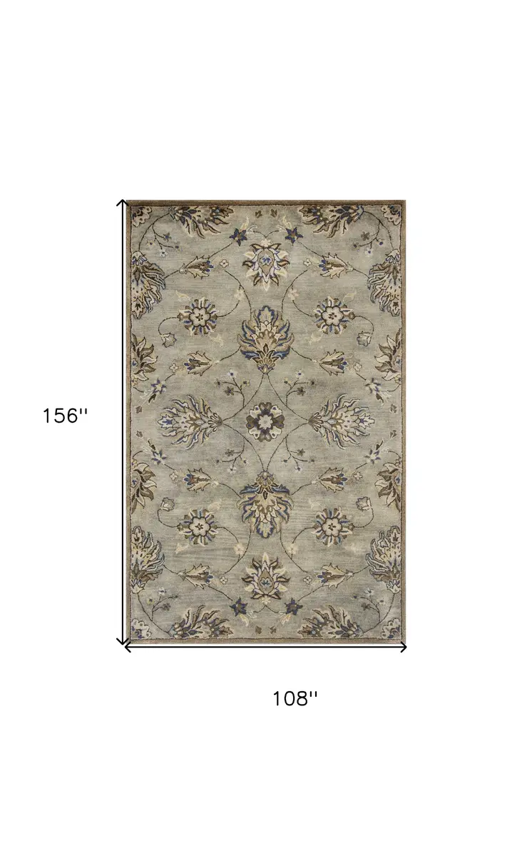 9' X 13' Grey Wool Handmade Area Rug