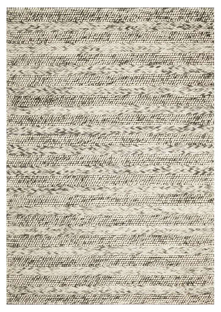 9' X 13' Grey Heather Hand Woven Knobby Stripes Indoor Area Rug