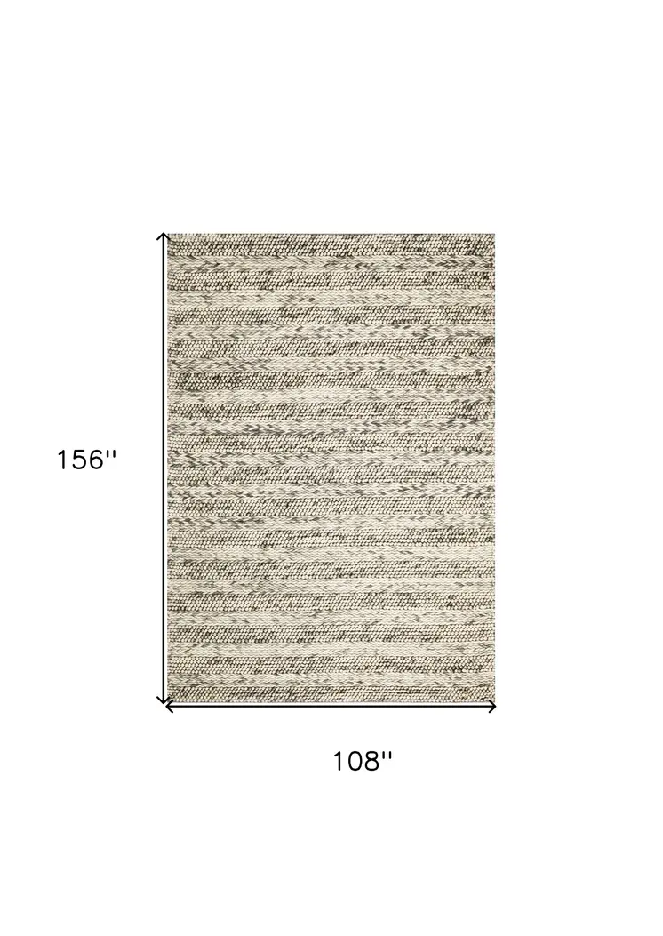 9' X 13' Grey Heather Hand Woven Knobby Stripes Indoor Area Rug
